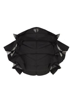 Introducing No.10-2 by 132 5. ISSEY MIYAKE—a sculptural black piece expertly crafted from recycled polyester, featuring layered, angular ruffles with metallic-lined edges that form a dramatic, three-dimensional, fan-like silhouette. - BLACK×SILVER （no.91）