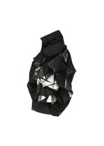The No.10-1 jacket by 132 5. ISSEY MIYAKE features sculptural black foil with metallic silver geometric folds and angular shapes, arranged in an abstract composition against a plain white background.