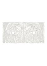 A rectangular, white geometric art piece by 132 5. ISSEY MIYAKE, titled No.1-2, features folded triangular forms and two central square cutouts arranged in a symmetrical pattern reminiscent of a haori jacket, crafted from recycled polyester.