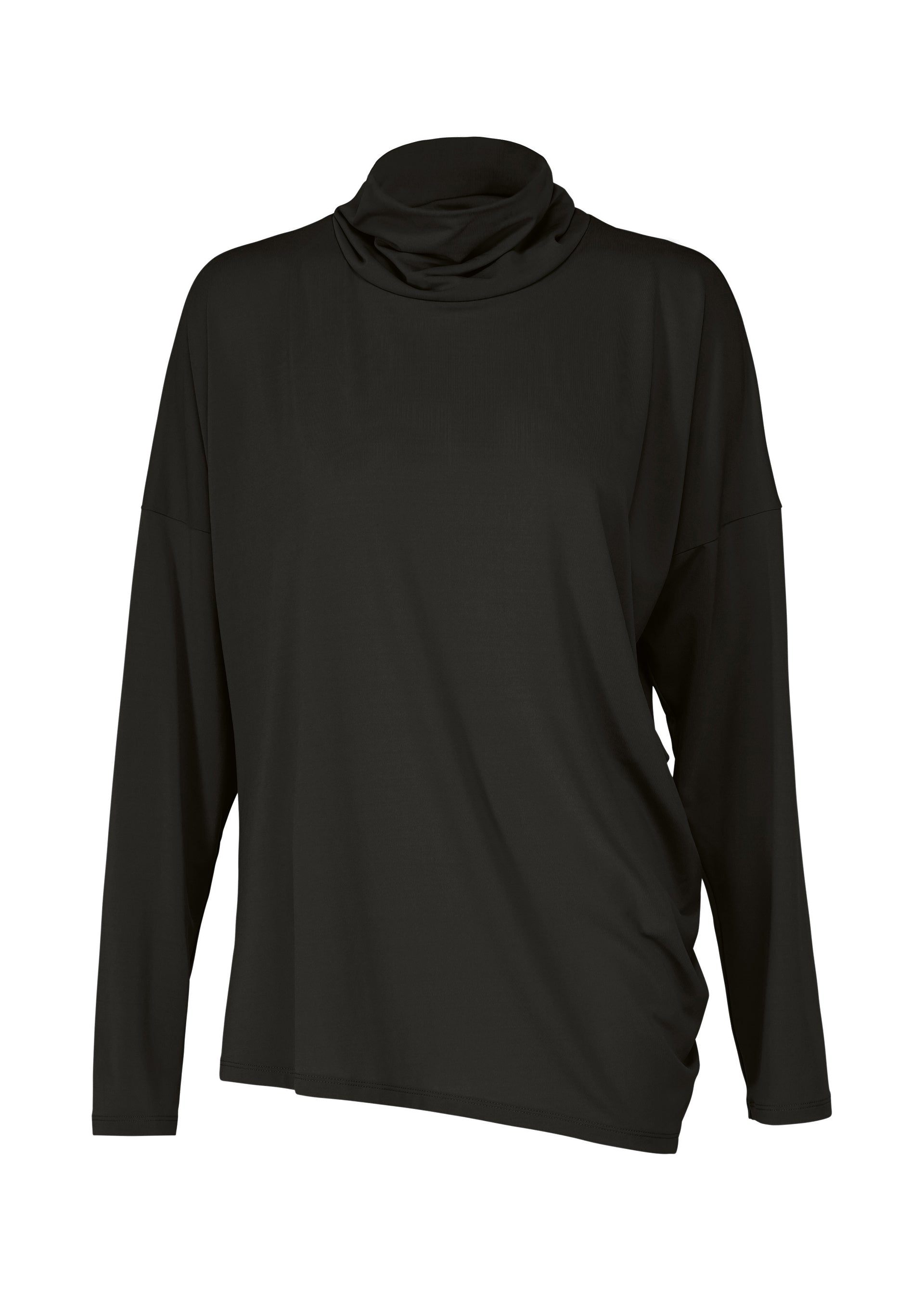 DRAPE JERSEY-48, Women's Tops, Black