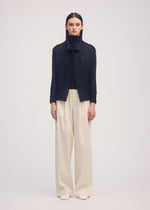 WOOLY PLEATS BK/WT-56