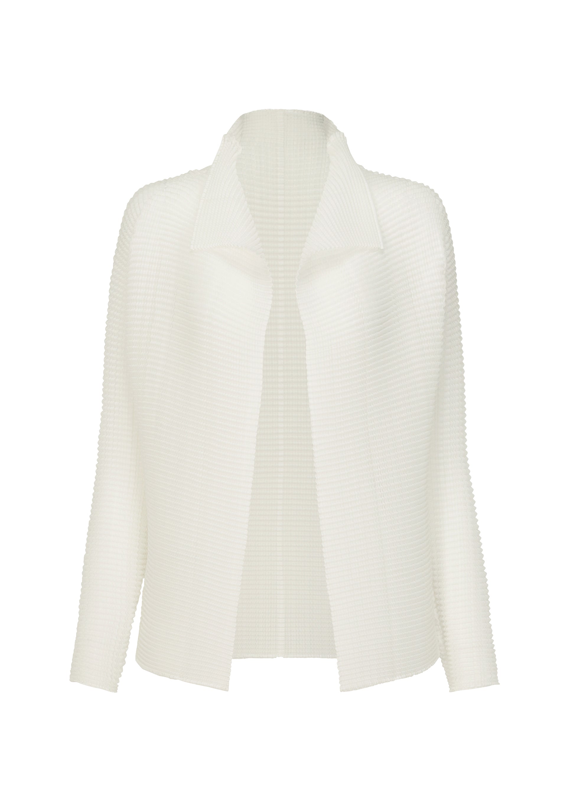 Zoomed view WOOLY PLEATS BK/WT-56, Women's Cardigan, White - WHITE （no.01）