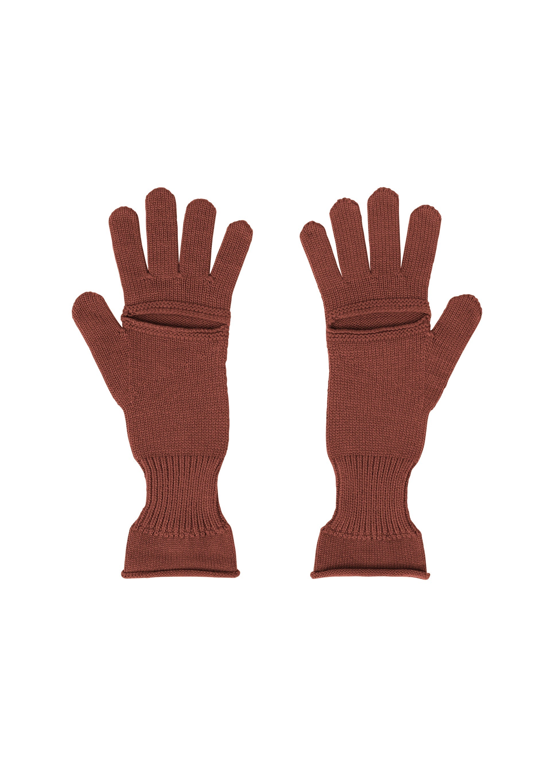 Zoomed view BREEZE KNIT GLOVES - DARK BROWN （no.45）
