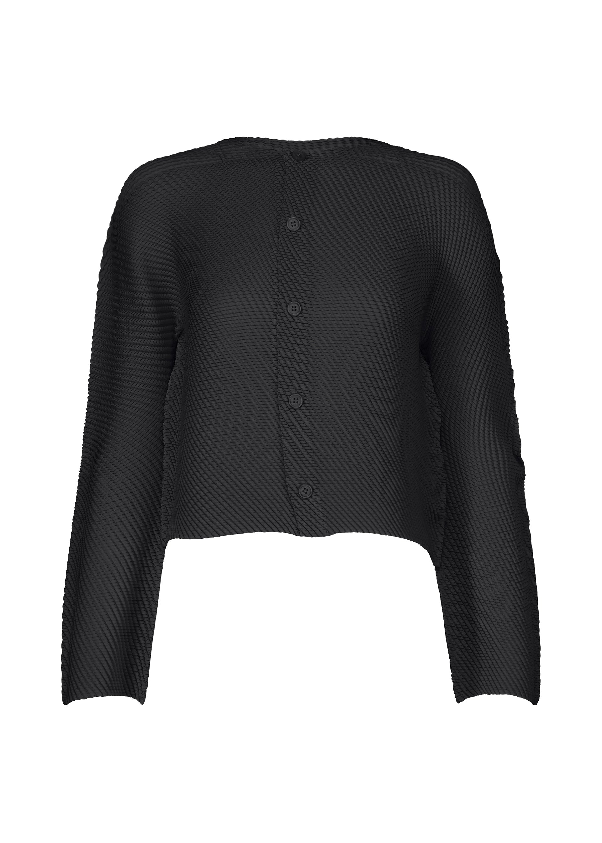 Zoomed view SHIFTED MISTY PLEATS, Women's Cardigan, Black - BLACK （no.15）