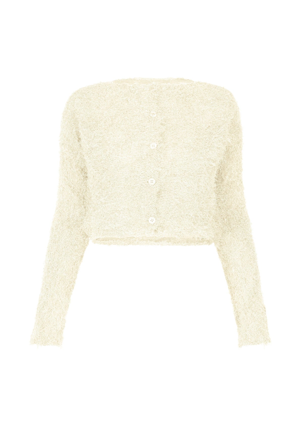 SHIFTED FUZZY PLEATS, Women's Cardigan, White view 3 of 7