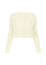 SHIFTED FUZZY PLEATS, Women's Cardigan, White - OFF-WHITE （no.02）