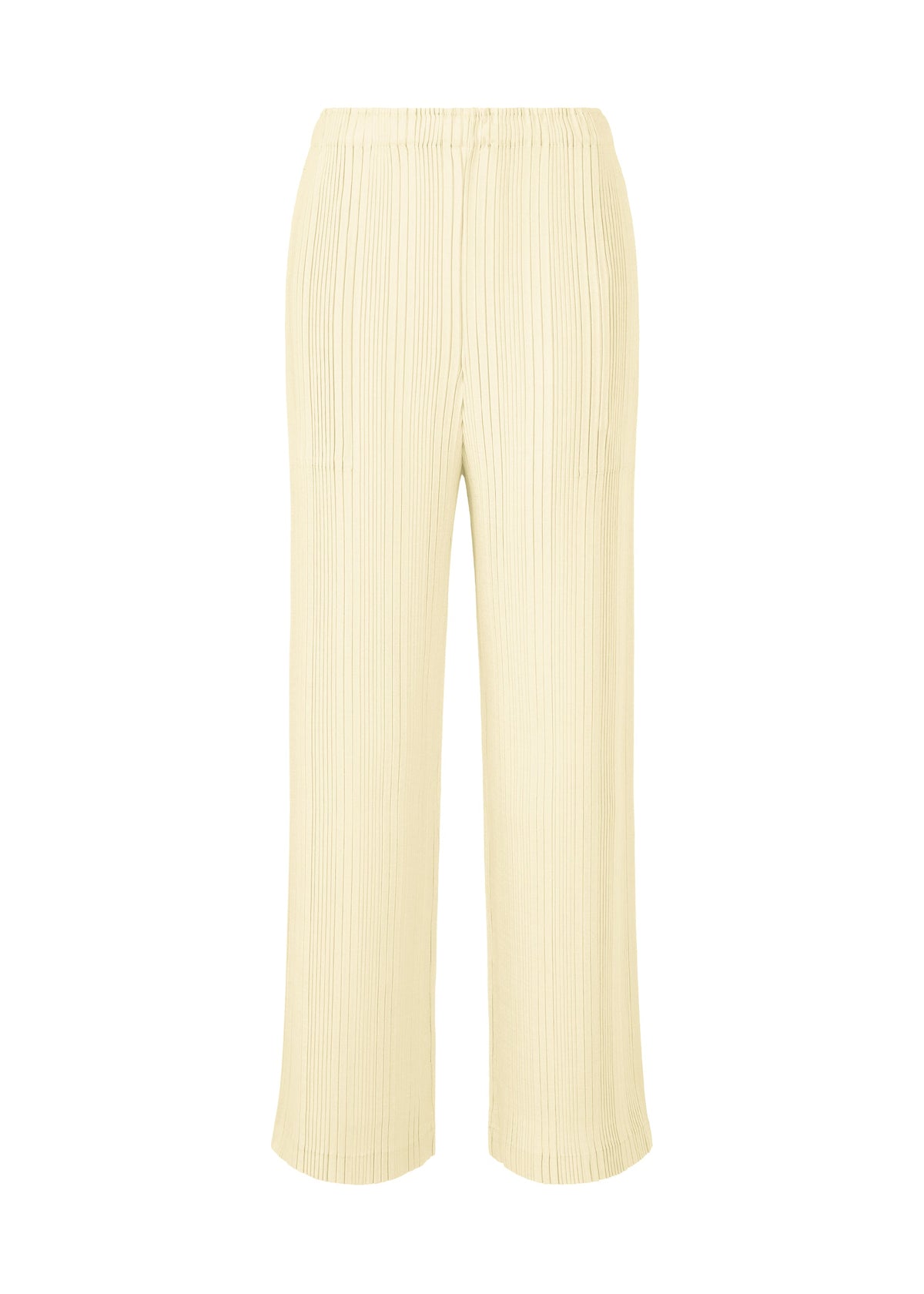 Linen-like rib plates, women's pants, white view 3 of 8