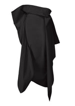 A black cloth resembling a 3D skirt drapes over a hidden rectangle, its loose folds and uneven edges creating an abstract, mysterious look. "CONCEALED" by ISSEY MIYAKE stands out against the white background. - BLACK （no.15）