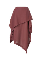 The ALL SQUARES poncho by ISSEY MIYAKE is a mauve-brown, asymmetrical piece in ultra-fine polyester with layered, flowing fabric at varied lengths, shown against a plain white background. - BURGUNDY （no.85）