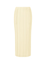 Linen-like rib plates, women's skirt, white - IVORY （no.03）