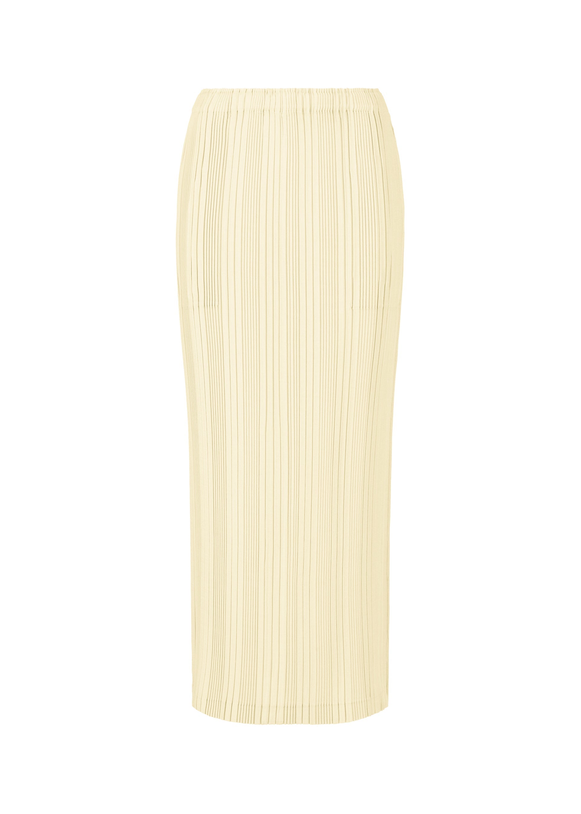 Zoomed view Linen-like rib plates, women's skirt, white - IVORY （no.03）