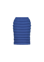 The SPRING PLEATS skirt by ISSEY MIYAKE is a blue, knee-length box pleat design with handmade pleats and a fitted elastic waistband, crafted from high-twist polyester and shown against a plain white background. - STARLING BLUE （no.74）
