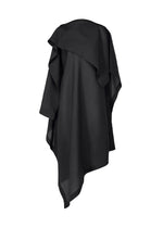 ALL SQUARES by ISSEY MIYAKE: a loose-fitting black asymmetrical garment in ultra-fine polyester, featuring layered fabric and an uneven hemline, displayed on a hanger against a white background. - BLACK （no.15）