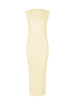 Linen-like rib plates, women's dress, white - IVORY （no.03）