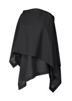 ALL SQUARES by ISSEY MIYAKE is a black, asymmetrical draped top with a loose, flowy fit and uneven hem. Its lightweight fabric recalls the refined texture of Japanese Washi paper, creating a modern, stylish silhouette. - BLACK （no.15）
