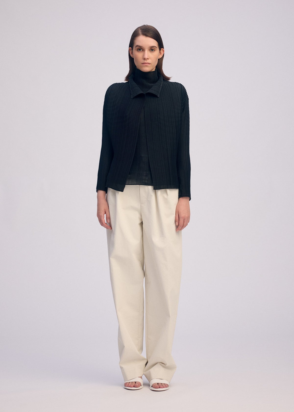 WOOLY PLEATS BK/WT-66 view 4 of 6