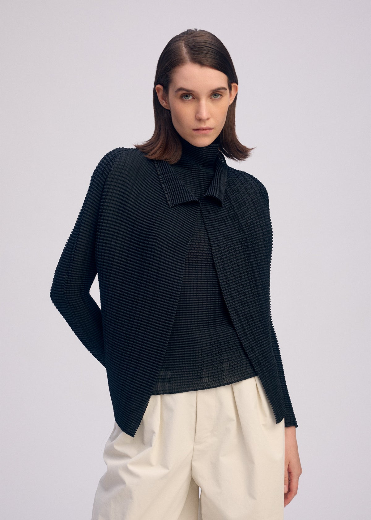 WOOLY PLEATS BK/WT-66 view 5 of 6