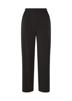The ISSEY MIYAKE DRAPE JERSEY-66 pants feature an elastic waistband, side pockets, and a minimalist draped design for a flowy look in black jersey, shown against a plain white background. - BLACK （no.15）