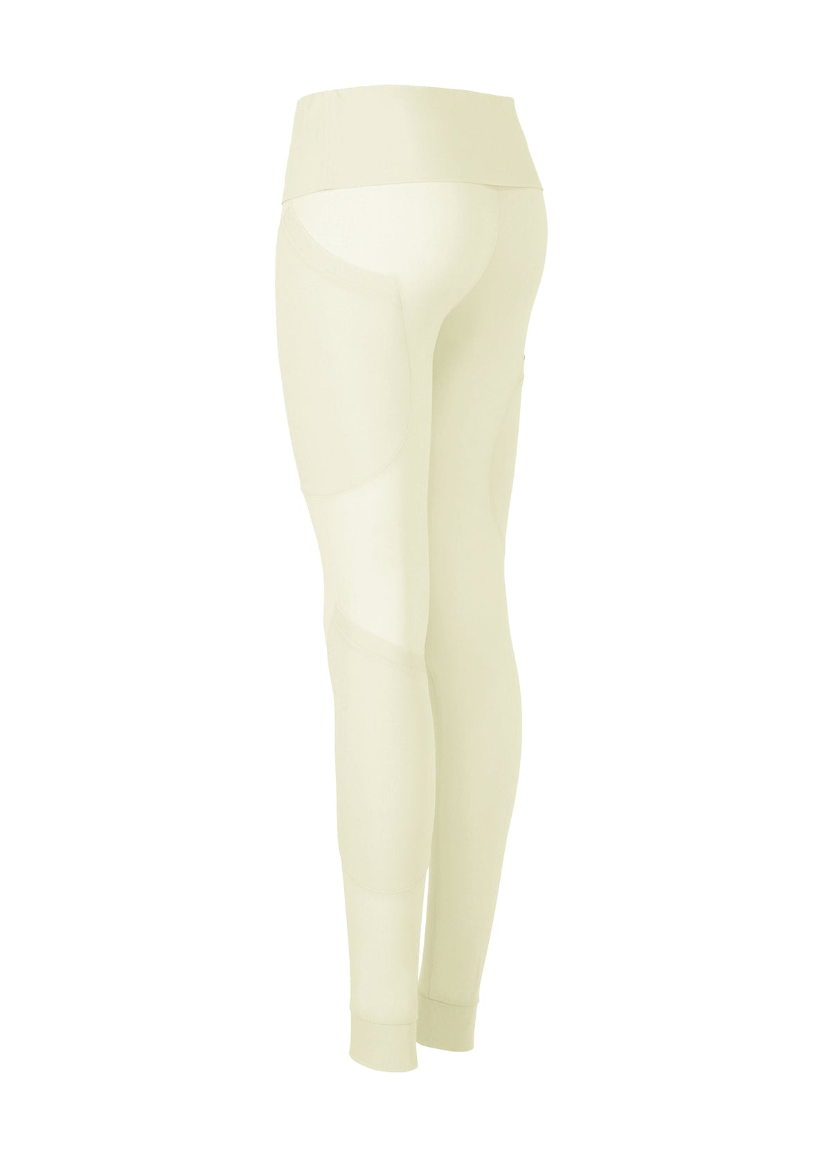 ISSEY MIYAKE’s A SHOPPER'S BODY leggings in pale yellow, shown from the back, feature a high-waisted seamless design with a smooth finish and snug, second-skin fit. No images available. view 4 of 4