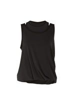 The ISSEY MIYAKE DRAPE JERSEY-66 is a sleeveless black top with a relaxed fit, round neckline, and subtle drape, shown on a plain white background. - BLACK （no.15）