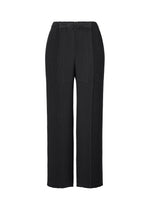 ISSEY MIYAKE’s RHOMBUS PLEATS: Black wide-leg pants with textured pleats and a relaxed fit, featuring an elastic waistband. Shown from the back against a white background, the fabric displays a subtle geometric pattern. - BLACK （no.15）