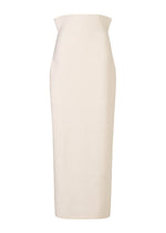 The ALLOW dress by ISSEY MIYAKE is a strapless, form-fitting off-white midi with a straight neckline and minimalist design, crafted from a luxurious washi paper-blend. - OFF-WHITE （no.02）