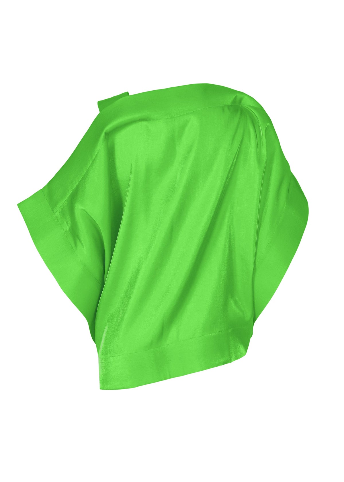 MERCURY by ISSEY MIYAKE is a vibrant green Italian cloth with a gentle metallic sheen, elegantly draped on a white background, forming smooth folds and soft shadows. view 4 of 7