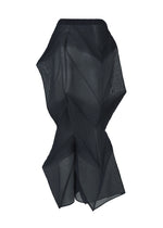 The SHADE AND SHADED_NY by ISSEY MIYAKE is a black, knee-length skirt with an origami-inspired asymmetrical design, sharp pleats, and angular folds. Crafted from sheer, lightweight fabric for a sculptural silhouette.