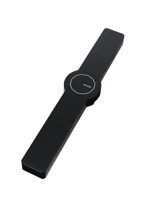 A black rectangular electronic device with a circular center and white markings, set against a white background. Inspired by the limited-edition ISSEY MIYAKE WATCH TWELVE, designed by Naoto Fukasawa, it showcases minimalistic modern design. view 6 of 7