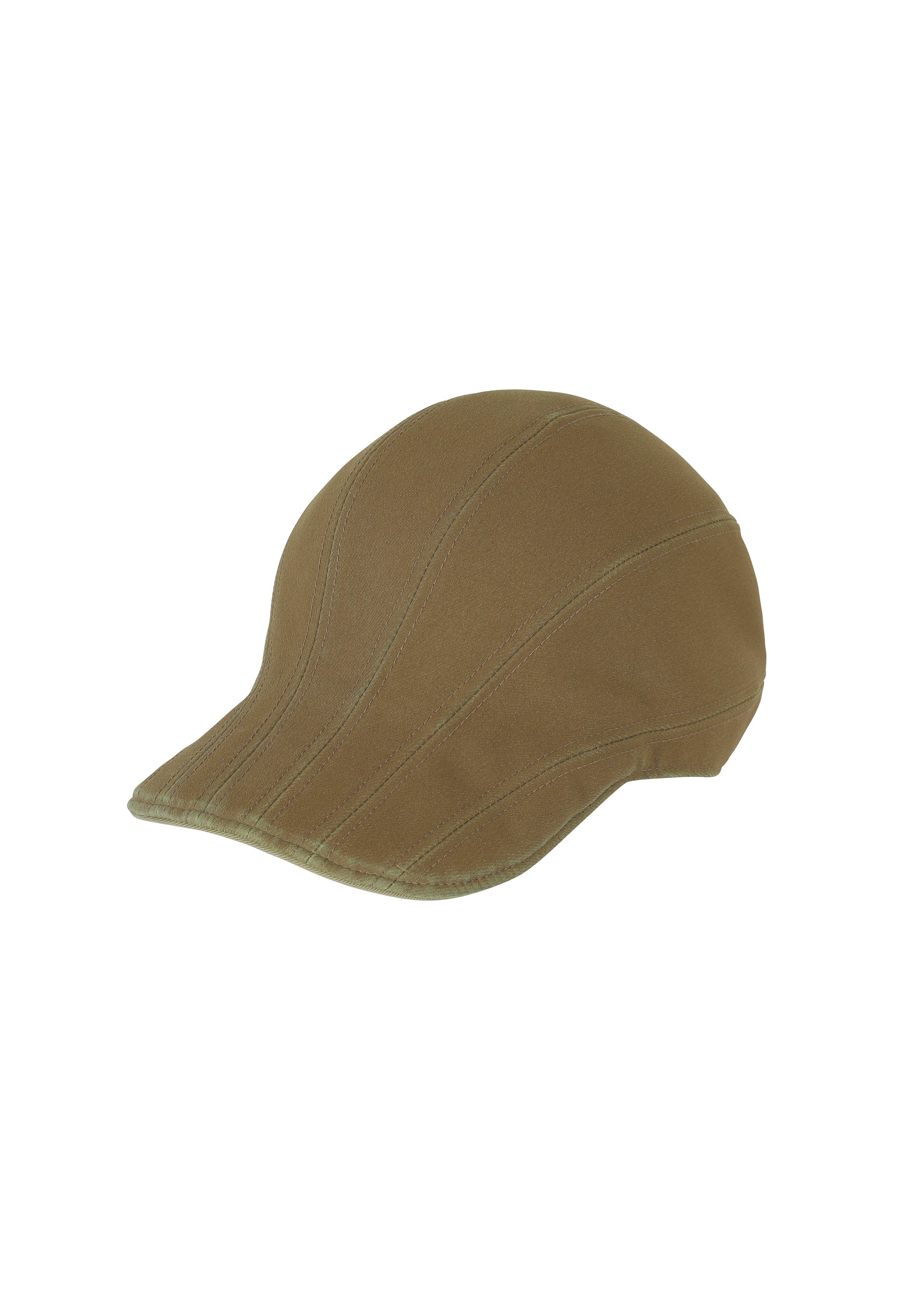 Zoomed view The IM MEN CARVED CAP is a brown ceramic artist cap with curved stitching and a 3D pattern. It has a rounded crown, short stiff brim, and is displayed on a white background. - BEIGE （no.41）