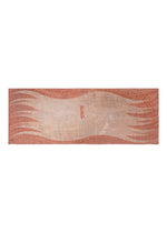 The IM MEN UROKOMON STOLE is a rectangular stole featuring a beige background with red scale-like patterns inspired by Shoji Kamoda’s designs, and a small rectangular logo in the center.