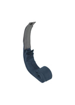 The IM MEN GURU GURU is a palm-sized, rolled-up blue blood pressure cuff with a gray inner lining and handmade pleats, shown isolated on a white background.