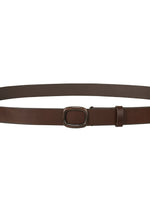 The IM MEN OVAL is a natural leather belt featuring a silver-toned rectangular adjustable buckle, shown horizontally on a white background.