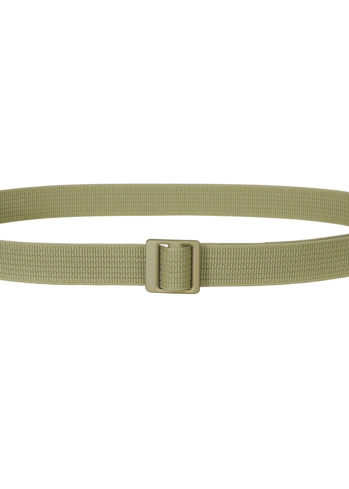 The IM MEN FRICTION BELT is a light tan woven elastic belt with an adjustable rectangular buckle, shown on a white background. view 3 of 6