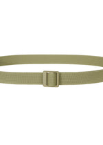 The IM MEN FRICTION BELT is a light tan woven elastic belt with an adjustable rectangular buckle, shown on a white background.
