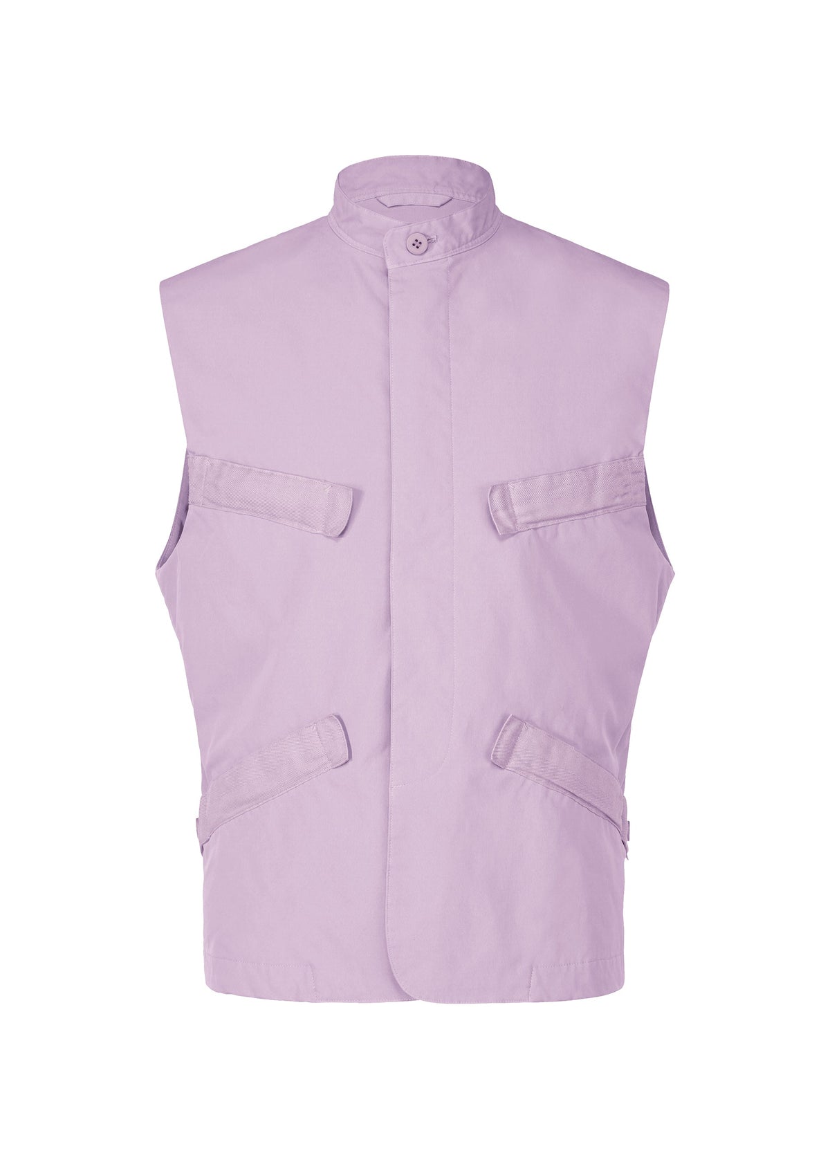 The IM MEN RESILIENCE vest is sleeveless, light purple, and lightweight with a high collar, front button closure, and four flap pockets—two on the chest and two at the waist—ideal for everyday wear, shown against a white background. view 2 of 9