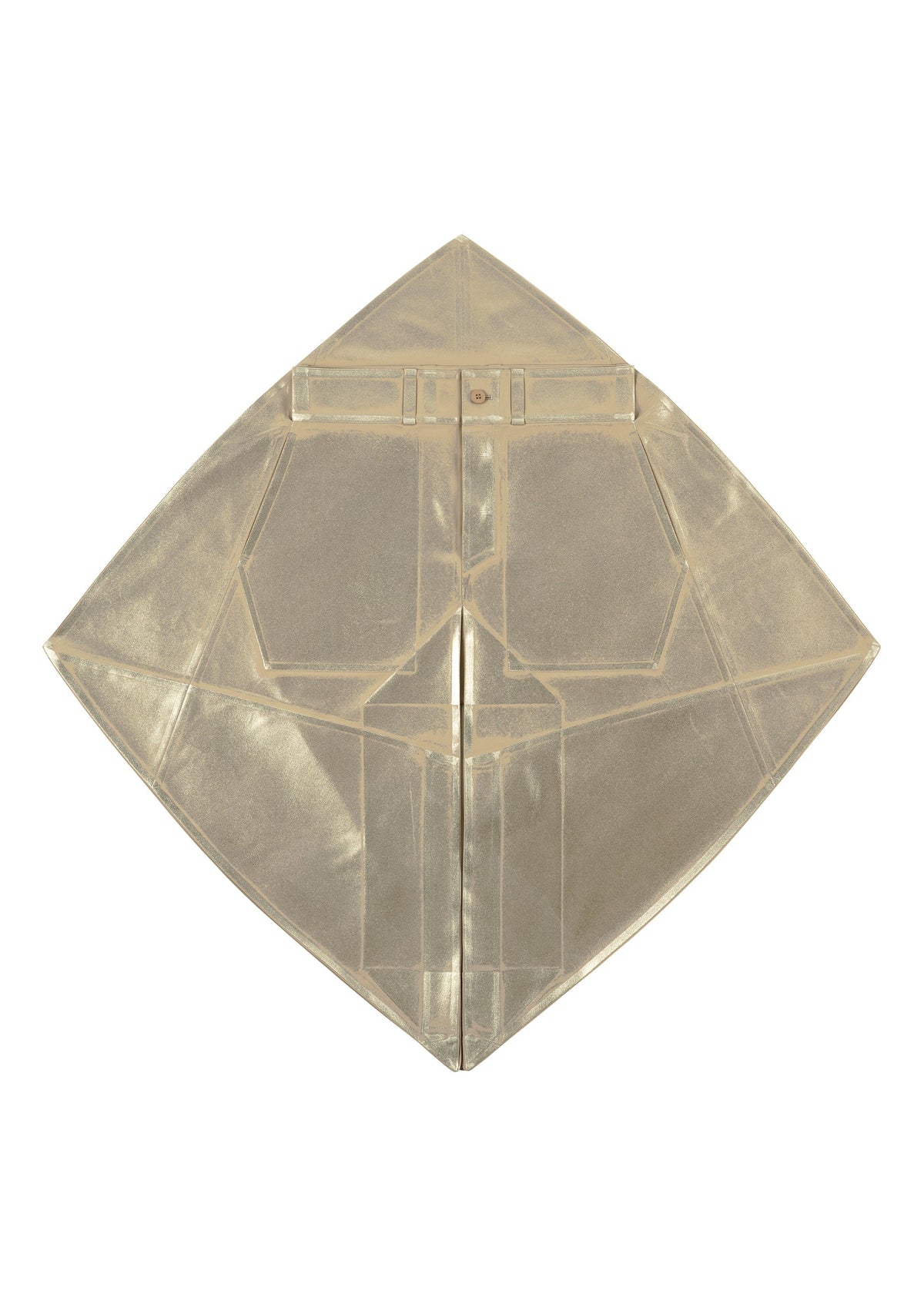 The IM MEN GINTO FLAT features a translucent, diamond shape with angular, symmetrical lines. Its central spine and crossed spars show under the thin, light-colored material, giving it a sleek appearance. view 5 of 9