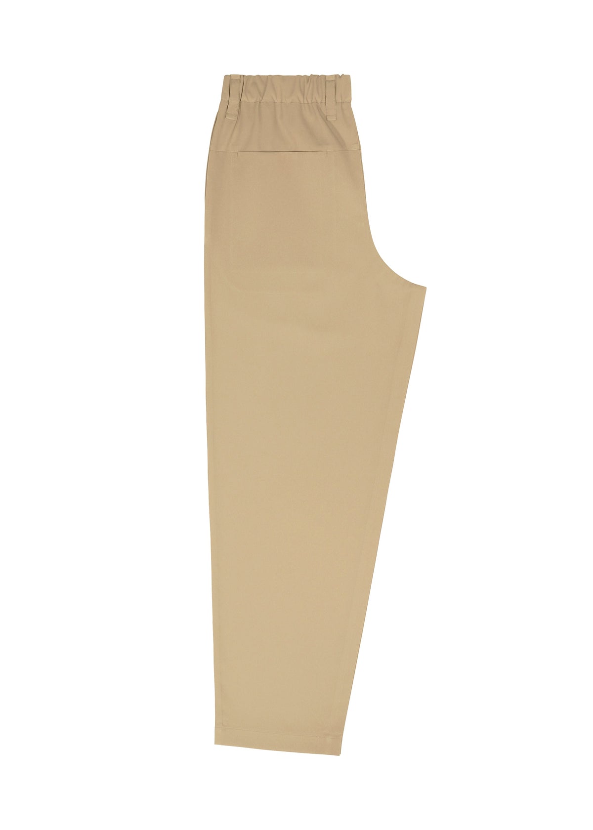IM MEN's FLAT beige pants feature a wrinkle-resistant fabric, elastic waistband, and straight leg. Displayed flat on white, they’re ideal for easy, compact storage. view 4 of 8