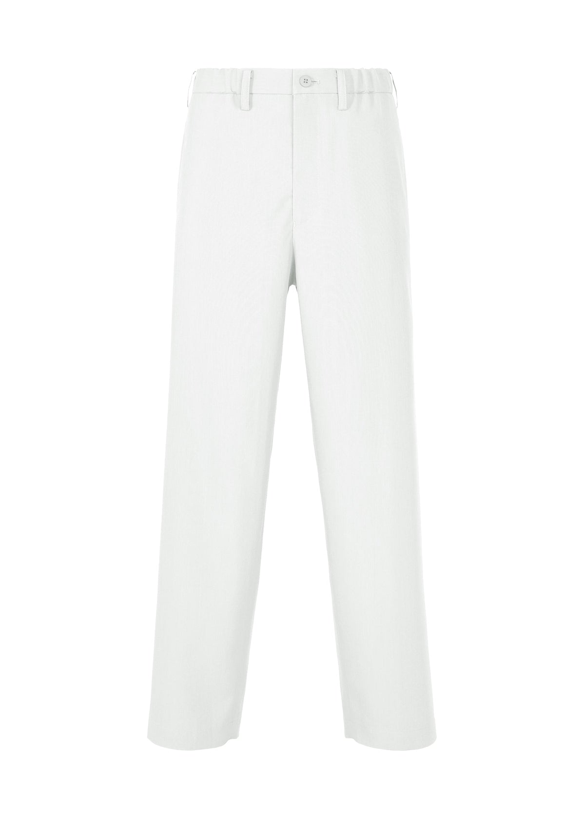 The IM MEN AIR PLEATS are plain, light gray or white wrinkle-resistant straight-leg trousers featuring belt loops and a button closure, displayed on a white background. view 1 of 5