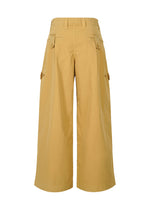 The RESILIENCE pants by IM MEN feature a wide-leg, high-waisted design in khaki polyester with large side cargo pockets and buttoned back pockets—ideal for everyday wear, shown against a white background.
