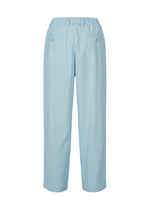 IM MEN's AIR WASH lightweight pants in light blue, made from plant-derived polyester with an elastic waistband and two back pockets, are shown from the back on a plain white background.