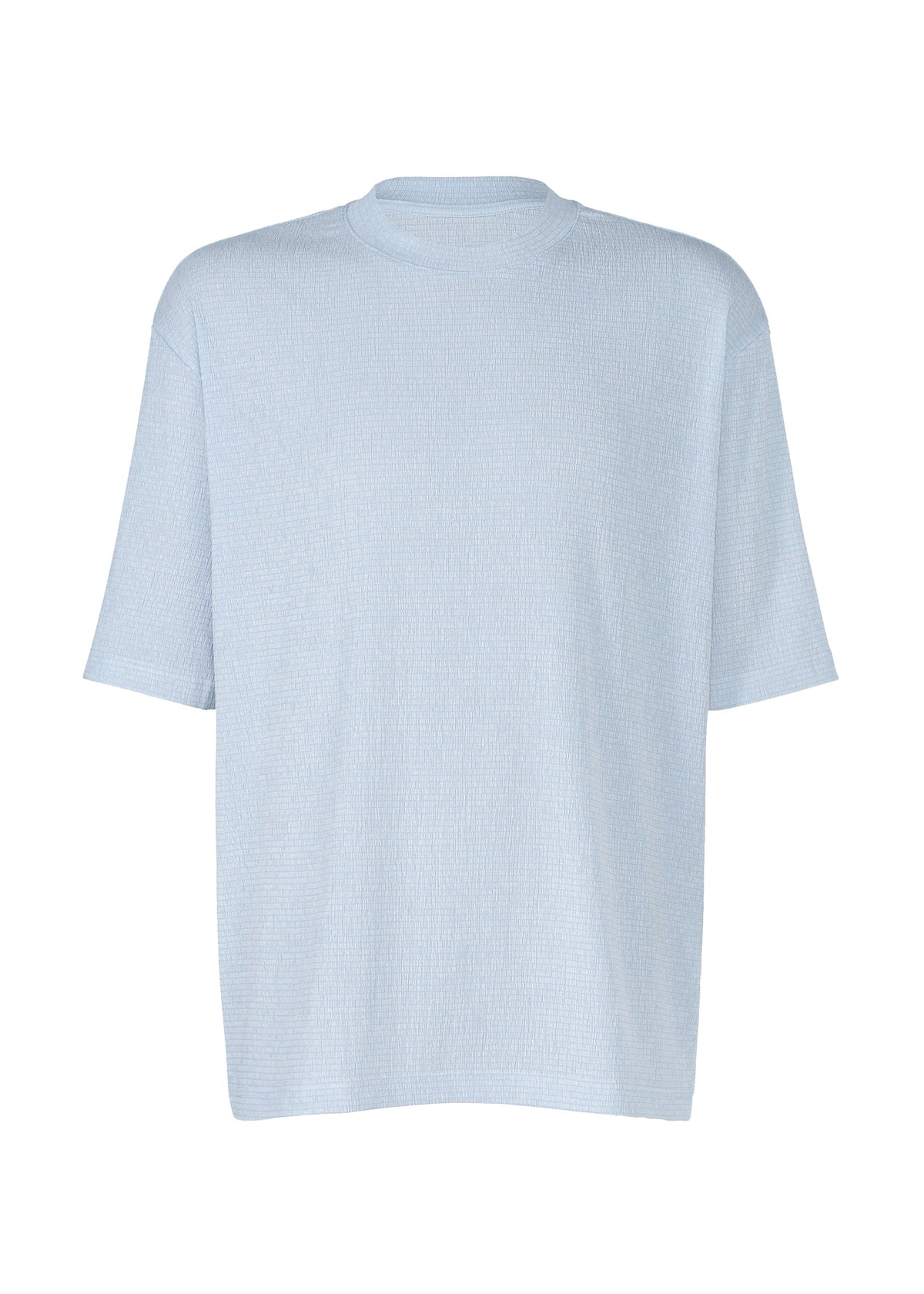 The IM MEN SHRINK STRETCH T is a plain, light blue short-sleeve crewneck T-shirt with a soft feel, shown against a white background. view 3 of 8