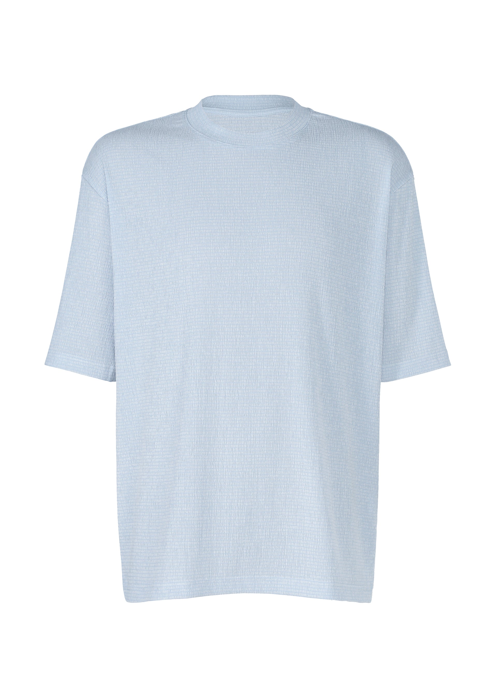 Zoomed view The IM MEN SHRINK STRETCH T is a plain, light blue short-sleeve crewneck T-shirt with a soft feel, shown against a white background. - LIGHT BLUE （no.70）