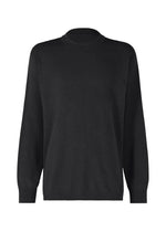 The IM MEN COMFORT sweater is a plain black, long-sleeved knit with a crew neck, made from breathable cotton nylon yarn and shown on a white background. - BLACK （no.15）