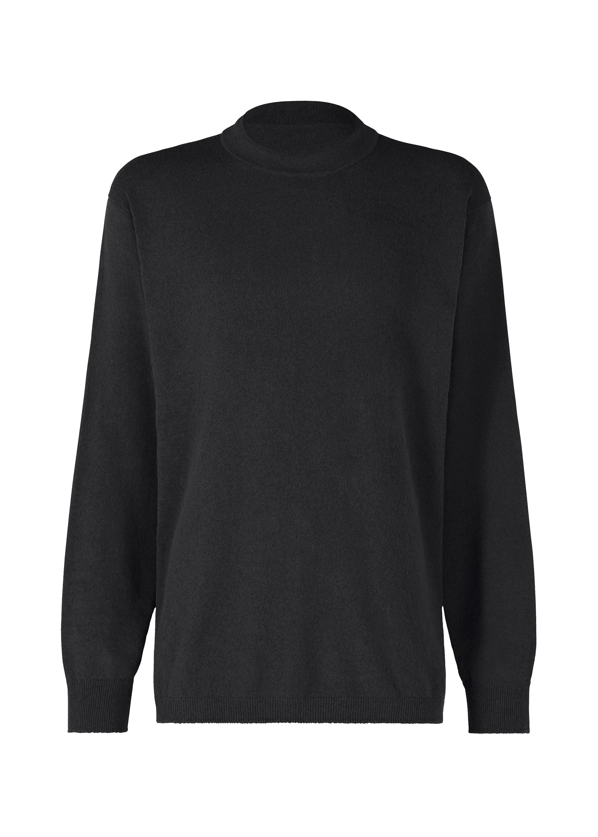 Zoomed view The IM MEN COMFORT sweater is a plain black, long-sleeved knit with a crew neck, made from breathable cotton nylon yarn and shown on a white background. - BLACK （no.15）