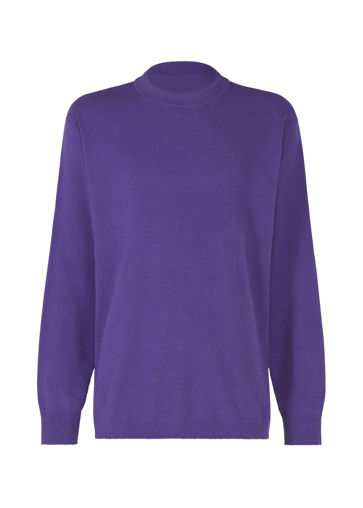 The IM MEN COMFORT sweater is a plain, long-sleeved knit in purple with a crew neck, crafted from breathable cotton-nylon yarn and shown on a white background. view 3 of 8
