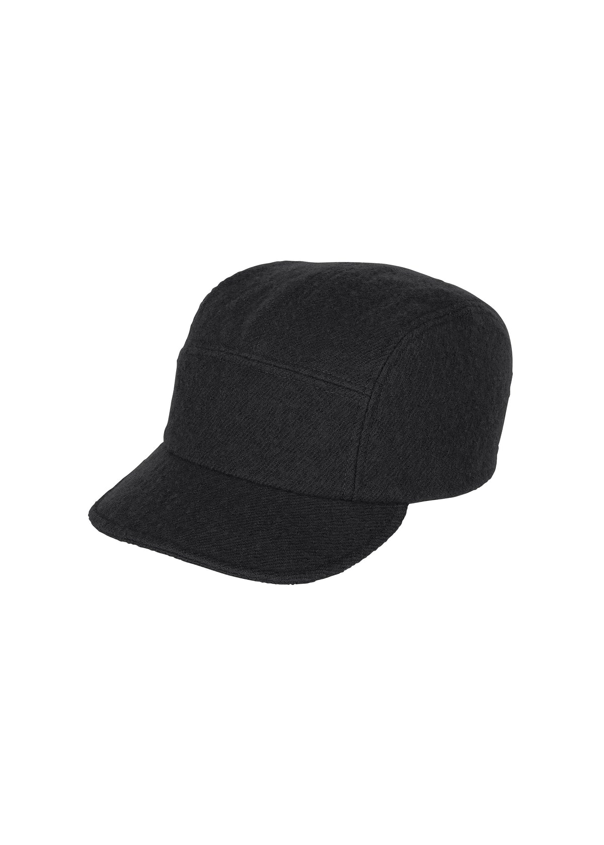 The FULLER WOOL CAP by IM MEN is a black wool jet cap with a curved brim and adjustable fit, shown against a plain white background. view 1 of 7