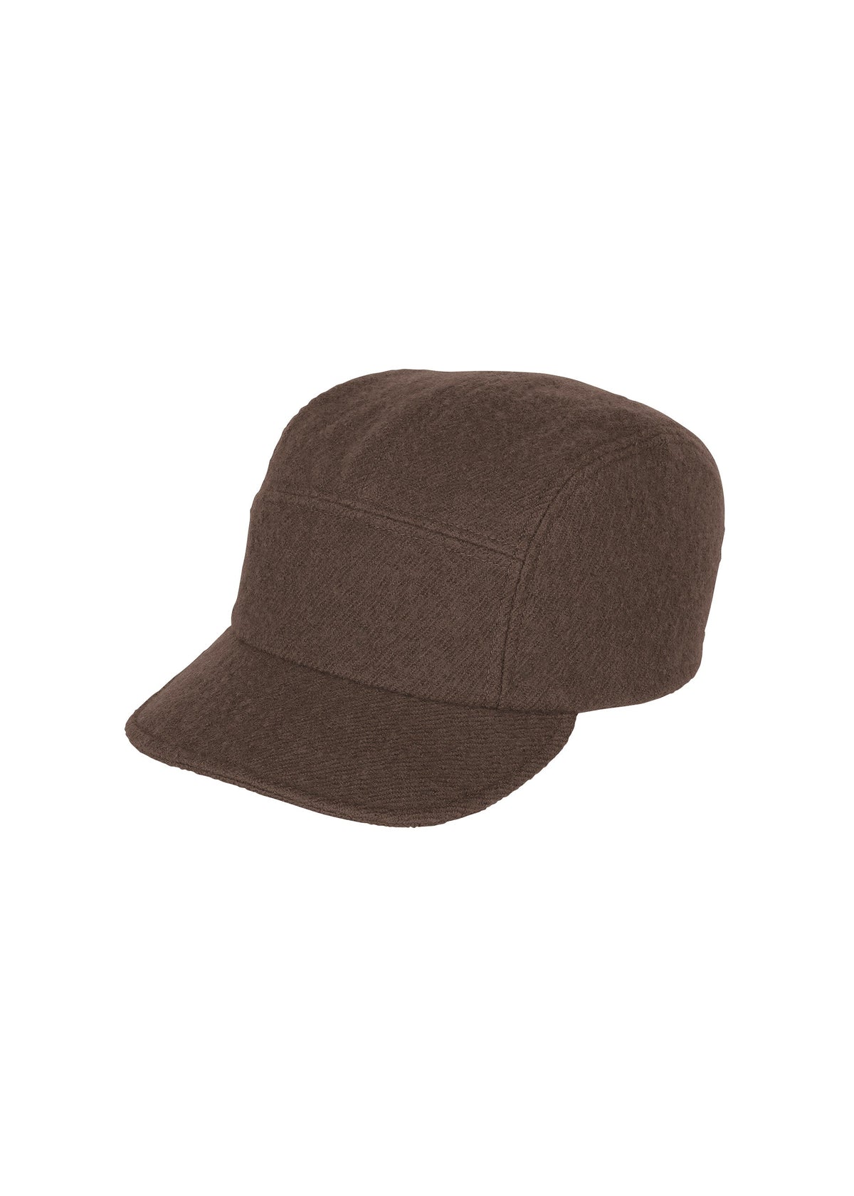 The FULLER WOOL CAP by IM MEN features a brown, fluffy wool design in a cadet style with a short, curved brim, displayed on a white background. view 2 of 7