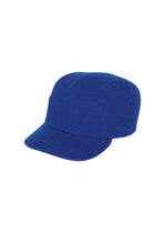 The IM MEN FULLER WOOL CAP is a blue wool jet cap featuring a rounded crown and a flat, wide brim, displayed against a white background. - BLUE （no.72）