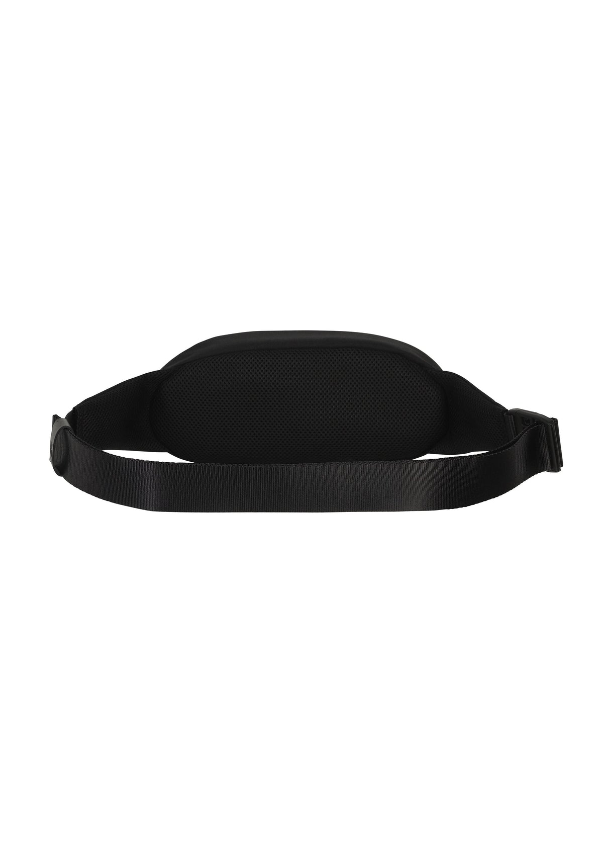 The CUMMERBUND BAG by IM MEN is a black waist bag featuring an adjustable strap and a sleek, minimalist design inspired by the cummerbund motif, displayed against a white background. view 3 of 11